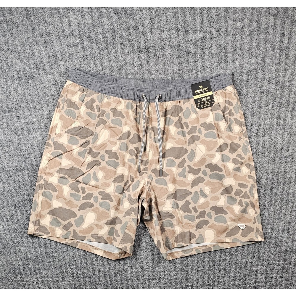 Burlebo Shorts Mens XXL Beige Camo Everyday 7" Inseam Performance Lined